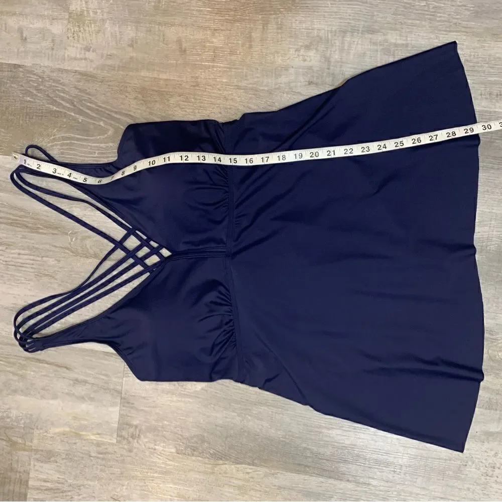 NWT Firpearl Plus Size Navy Bathing Suit for Women Flowy Tankini Top  sz…